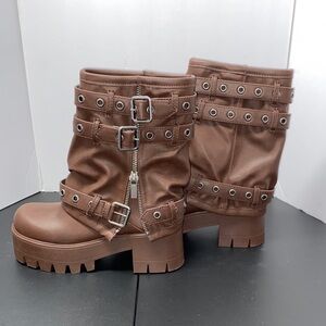 NWOB - Dolls Kill Darker Wavs Warp Combat Boots - Sz 10